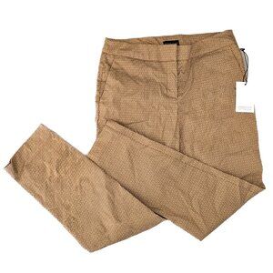 NWT Womens Adrienne Vittadini Diamond Print Stretch Rayon Ankle Pants Sz 8 Tan